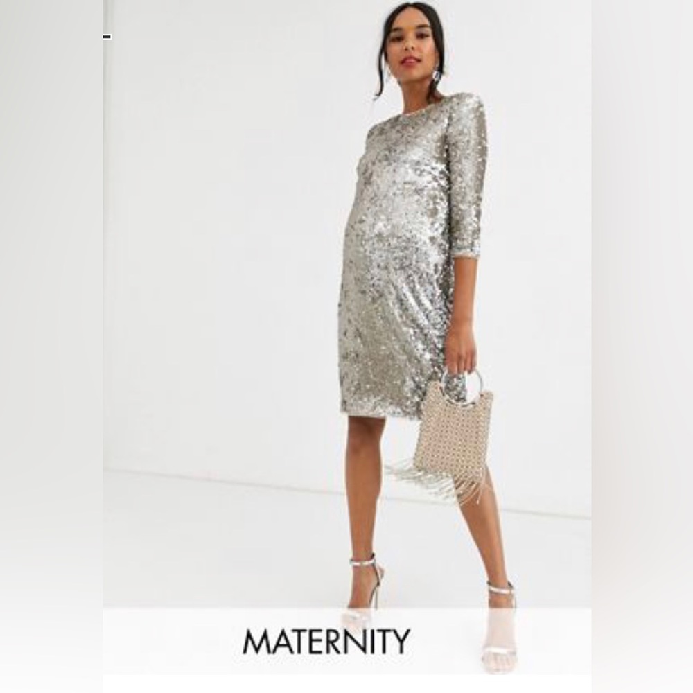 Tfnc Maternity Patterned Sequin Bodycon Minidress… - image 1